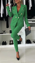 Load image into Gallery viewer, Double-Breasted Lapel Blazer &amp; Zip-Up Trousers Suit