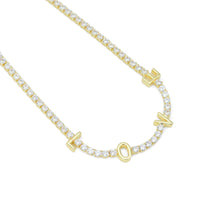 Load image into Gallery viewer, Gold Silver Clear CZ Love Tennis Chain Necklace, Sku#A370