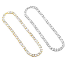 Load image into Gallery viewer, Gold Silver CZ Square Oval Link Statement Necklace, Sku#A121