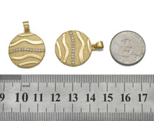 Load image into Gallery viewer, CZ Gold Wave Line Medallion Coin Charm, Sku#LK753