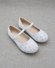Load image into Gallery viewer, Satin Mary Jane Flats With Rhinestones Embellishment