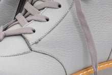 Load image into Gallery viewer, The Yildiz Gray Leather Lace-Up Ankle Women Boot With a Side Zipper