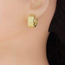 Load image into Gallery viewer, Hammered Gold Thick Hoop Earrings, Sku#LD574