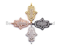 Load image into Gallery viewer, CZ Clear Micro Pave Hamsa Hand Connector, CZ Pave Jewelry Charm Findings, Bracelet Charm link findings, Gold/Rose gold 11x18mm,sku#A55