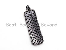 Load image into Gallery viewer, CZ Micro Pave Rectangle Pendant/Charm, Cubic Zirconia Blue Fuchsia Black Green Rectangle Pave Pendant,12x40mm, sku#F477
