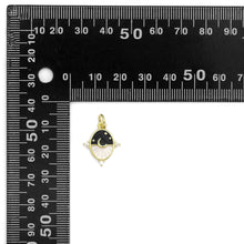 Load image into Gallery viewer, Gold Mop black white  Cresent Moon Star Oval Charm, Sku#LX286