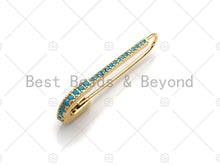 Load image into Gallery viewer, CZ Micro Pave Gold Safety pin earrings, sku#F1162