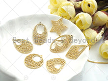 Load image into Gallery viewer, Filigree Gold Lacy Charm, Oval/Teardrop/Star/Heart Diamond Shape Brushed Gold Charm, Wire Charm, sku#CP11C