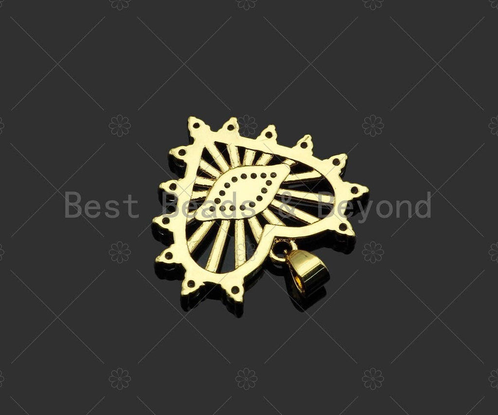 Gold Filled CZ Micro Pave Evil Eye On Heart Shape Pendant, 18K Gold Filled Heart Charm, Necklace Bracelet Charm Pendant, 27x24mm,Sku#LD93