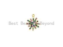Load image into Gallery viewer, Multi-Color CZ Micro Pave Radial Flower Star Pendant, Flower Shaped Pave Pendant, Gold plated, 14x17mm, Sku#B106