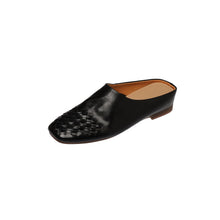 Load image into Gallery viewer, Women's Hand-Woven Full Grain Leather Mules | Square Toe Slip-On Backless Loafers