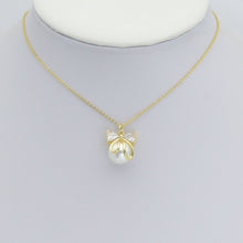 Load image into Gallery viewer, Gold Silver Pearl Bow Charm Pendant, Sku#A460