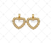 Load image into Gallery viewer, CZ Micro Pave Heart Frame Shape Pendant,18K Gold Filled Heart Charm, Necklace Bracelet Charm Pendant, 23x22mm, Sku#LK470