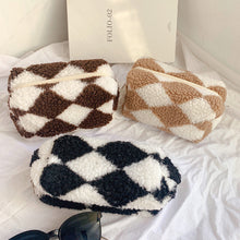 Load image into Gallery viewer, Plaid Plush Crossbody Bag | Large Capacity Makeup &amp; Storage Organizer | Korean Style