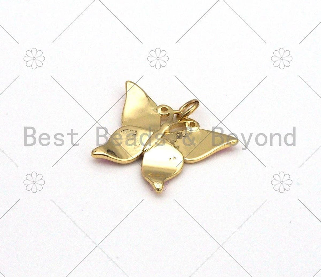 Colorful Enamel Butterfly Shape Pendant, 18K Gold Filled Butterfly Charm, Necklace Bracelet Charm Pendant,24x19mm,Sku#F1425