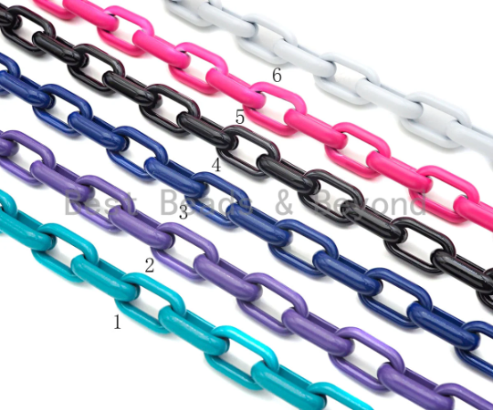 Enamel Chunky Oval link Chain, XL Enamel Oval link chain, En