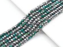 Load image into Gallery viewer, Half Silver Plated Green Banded Agate Rondelle Faceted Beads, Sku#UA249