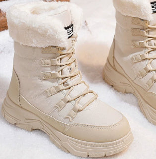 Women's Fleece-Lined Chunky Sole Shoes | Color Block Casual Boots