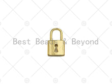 Load image into Gallery viewer, 18K Shiny Gold Padlock Key Pendant, Gold Lock Charm, Padlock Necklace Bracelet Charm, 11x18mm, Sku#LK07
