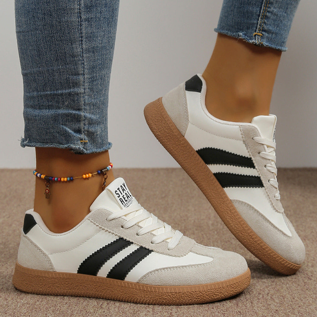 Women's Casual White Sneakers - Breathable Lightweight Athletic Shoes