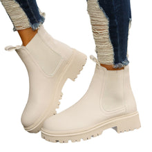 Load image into Gallery viewer, Women's Chunky Heel Martin Ankle Boots – Round Toe Slip-On Block Heel Booties
