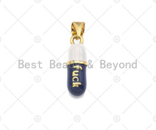 Load image into Gallery viewer, Enamel Colorful Pill Shape Pendant Charm,F**K Word Pink Turquoise Black Red Cobalt Enamel Jewelry,6x17mm,Sku#LK287