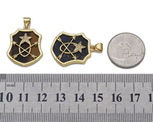 Load image into Gallery viewer, Gold CZ Star Arrows On Gemstone Shield Charm, Sku#LX108