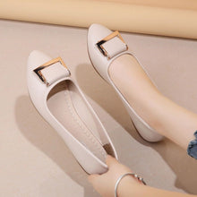 Load image into Gallery viewer, Women's Buckle Block-Heel Loafers | Microfiber Leather Low-Cut Shoes