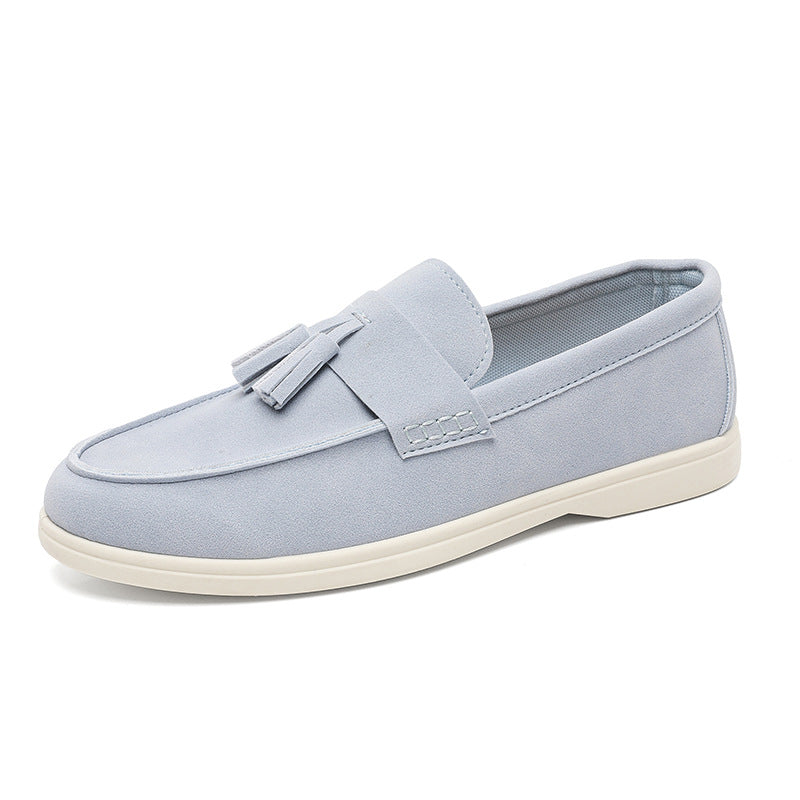 Men's Suede Slip-On Loafers with Tassel Detail - Business Casual Pointed Toe Shoes