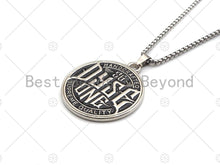 Load image into Gallery viewer, Men's Engraved Disc Pendant Stainless Steel Necklacesku#L342