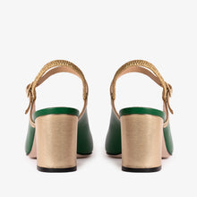 Load image into Gallery viewer, The Pompei Green Leather Women Slingback Sandal