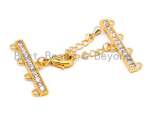 Load image into Gallery viewer, 1set Four Loops CZ Micro Pave Multi-Strands Lobster Claw Clasp, Clear CZ Pave in Gold/Silver/Black Finish, Jewelry Findings,28x6mm,SKU#K29
