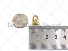 Load image into Gallery viewer, 18K Dainty Gold Padlock with CZ Micro Pave Moon and Star, Padlock Charm, Lock Charm, 8x13mm, Sku#LK29