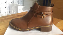 Load image into Gallery viewer, Women's Low Heel Buckle Ankle Boots – PU Leather Side Zipper Round Toe Winter Boots