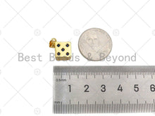 Load image into Gallery viewer, CZ Micro Pave Gold Dice Charm, Necklace Bracelet Charm Pendant,13x15mm,Sku#LK302