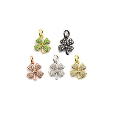 Load image into Gallery viewer, CZ Micro Pave Four Leaf Clover Shaped Pendant/Charm, Cubic Zirconia Pendant Charm,10x12mm,sku#F918