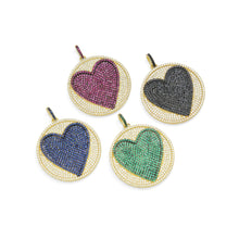 Load image into Gallery viewer, CZ Large Round With Heart Pendant, Sku#F689C