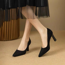 Load image into Gallery viewer, Women's Pointed-Toe Stiletto High Heel Pumps — PU Leather Slip-On Dress Shoes