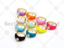 Load image into Gallery viewer, Enamel Round Diamond Adjustable Ring, Sku#X242C