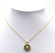 Load image into Gallery viewer, Gold CZ North Star On Round Coin Gemstone Charm, Sku#LX120