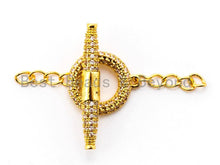 Load image into Gallery viewer, CZ Rhinestone Micro Pave Toggle Clasp,Silver/Gold/Rose Gold/Gunmental Plated, Enhancer Clasp, 26x14mm, 1set, SKU#K64