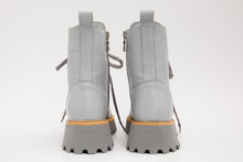 Load image into Gallery viewer, The Yildiz Gray Leather Lace-Up Ankle Women Boot With a Side Zipper