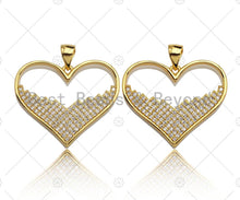 Load image into Gallery viewer, 18K Gold Large Heart Shape Pendant,Heart Charm, Heart Pave Pendant, Gold plated, 21mm, Sku#LK55