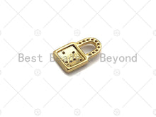 Load image into Gallery viewer, 18K Dainty Gold Padlock with CZ Micro Pave Moon and Star, Padlock Charm, Lock Charm, 8x13mm, Sku#LK29