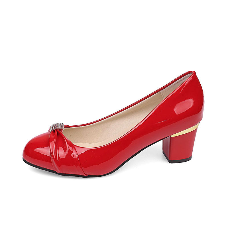 Women's Slip-on Block Heel Round-toe Shoes | Korean Style PU Flats