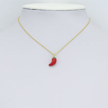 Load image into Gallery viewer, Clear CZ White Pearl Red Chili Charm Pendant,Sku#A495