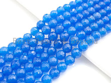 Load image into Gallery viewer, Gorgeous Natural Blue Agate Faceted Beads, 6mm/8mm/10mm Round Faceted, Blue Agate Beads, 15.5" Full Strand, sku#U595