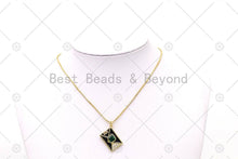 Load image into Gallery viewer, Enamel Colorful Cute Rectangle Folder Shape Pendant, 18K Gold Filled CZ Micro Pave Charm, Neckalce Bracelet Charm Pendant,Sku#LK509