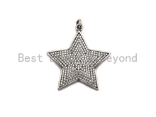 Load image into Gallery viewer, Rhidium CZ Micro Pave Five Star Pendant/Charm, Antique Silver Star Cubic Zirconia Pendant Charm, 31x32mm,sku#X120