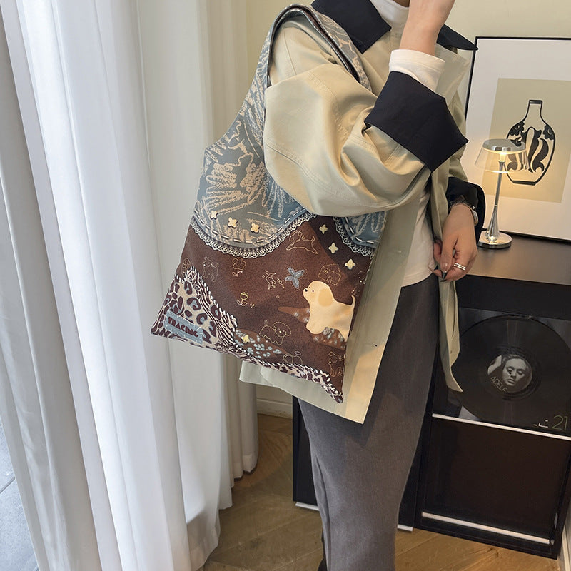 Leopard Print Canvas Commuter Bag